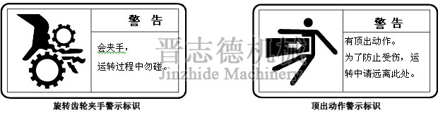 三合一送料機頂出警示標識